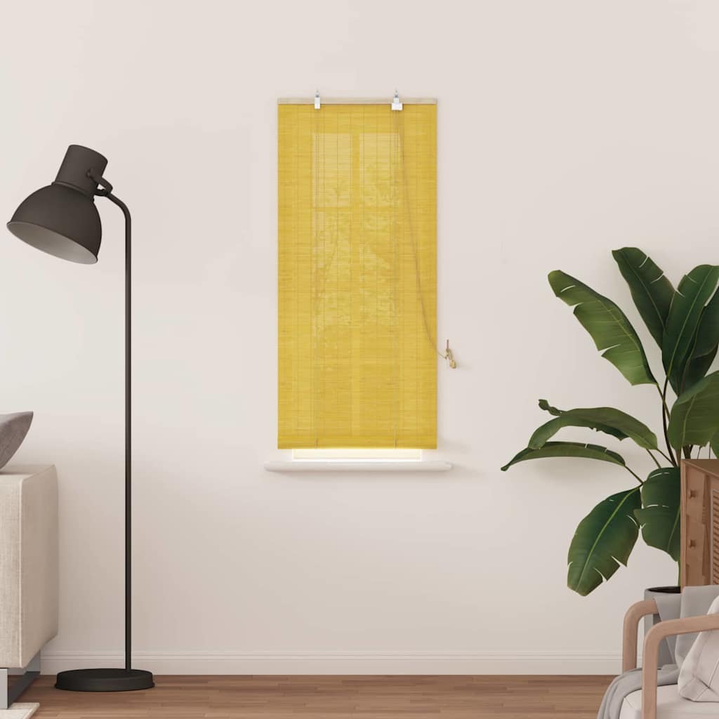 Vidaxxl estor enrollable con cortinas bambú amarillo 60 x 160 cm