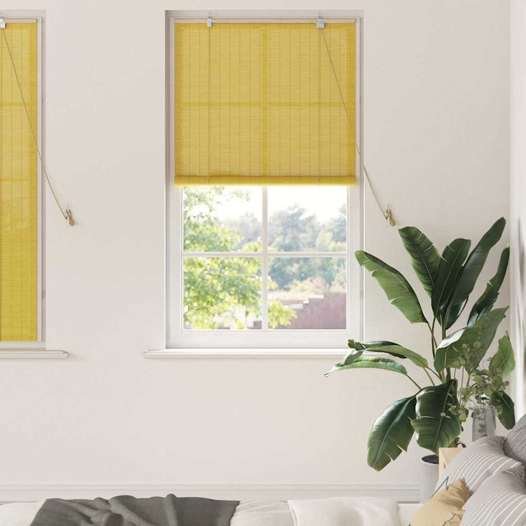 Vidaxxl estor enrollable con cortinas bambú amarillo 80 x 160 cm