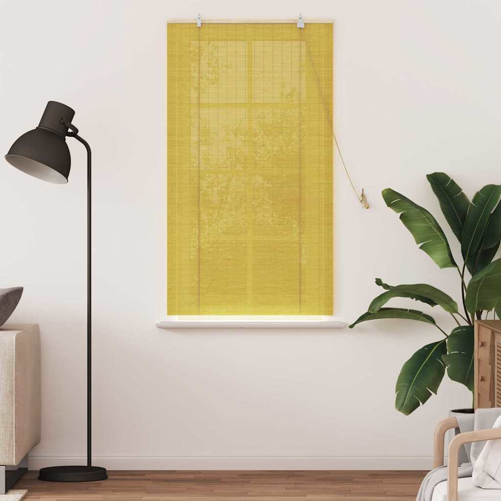 Vidaxxl estor enrollable con cortinas bambú amarillo 80 x 160 cm