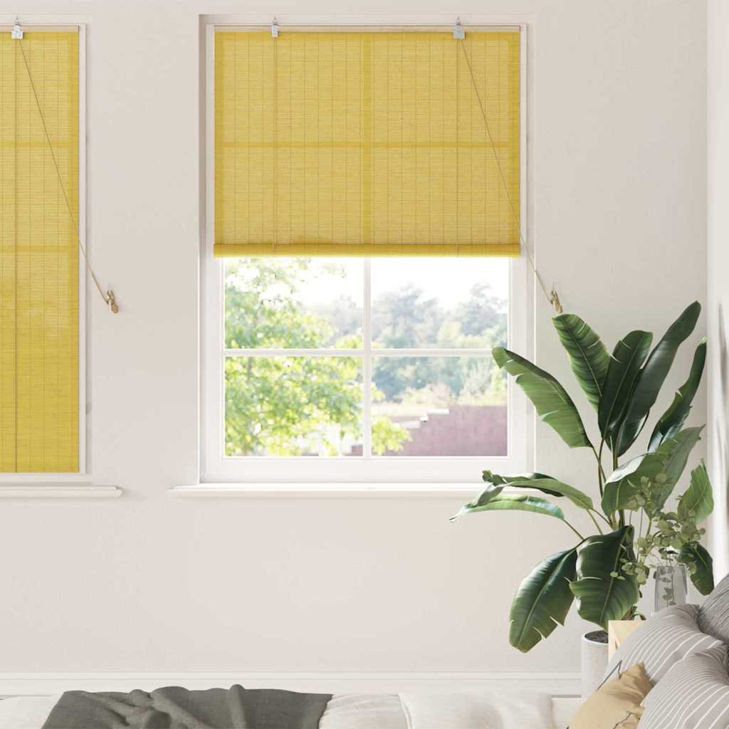 Vidaxxl estor enrollable con cortinas bambú amarillo 110 x 160 cm