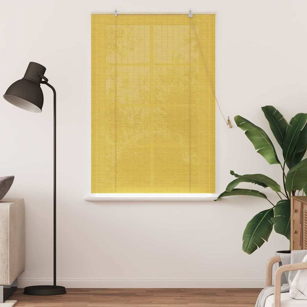 Vidaxxl estor enrollable con cortinas bambú amarillo 110 x 160 cm