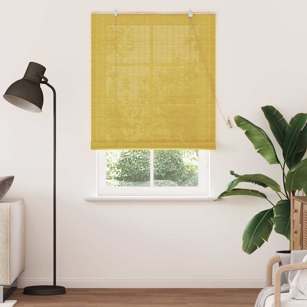 Vidaxxl estor enrollable con cortinas bambú amarillo 120 x 220 cm