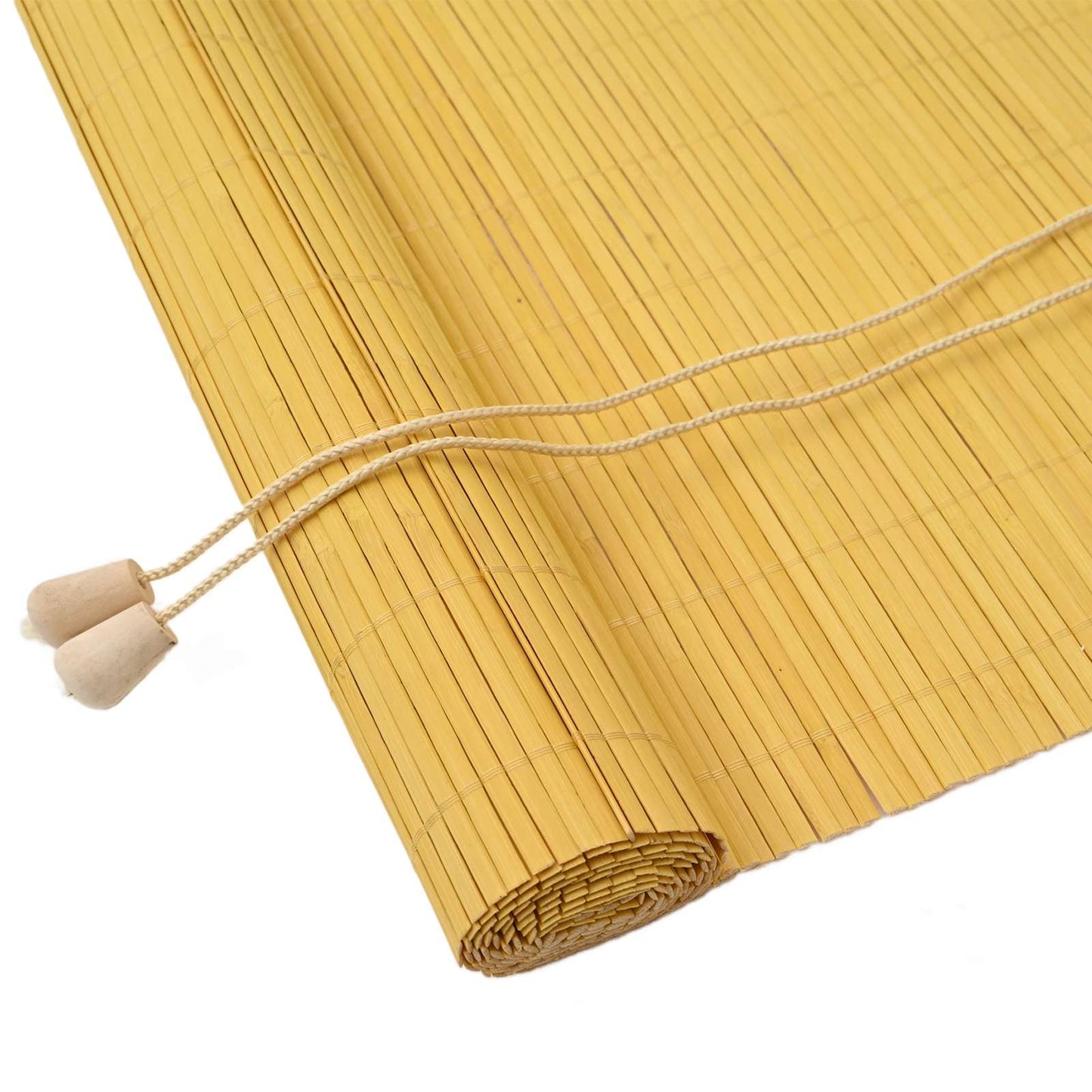 Vidaxxl estor enrollable con cortinas bambú amarillo 120 x 220 cm