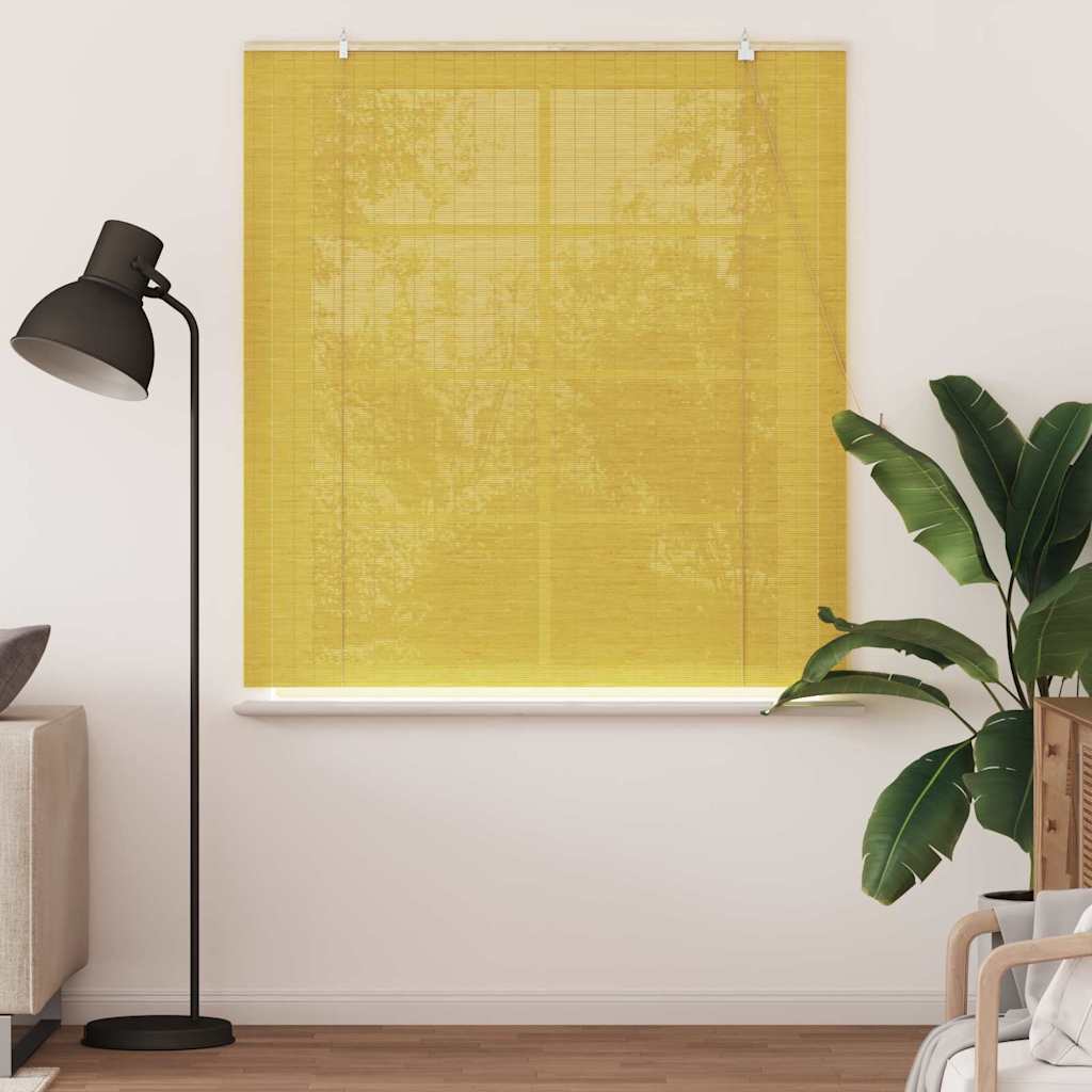 Vidaxxl estor enrollable con cortinas bambú amarillo 150 x 160 cm