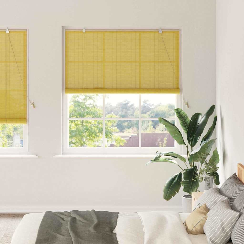 Vidaxxl estor enrollable con cortinas bambú amarillo 150 x 220 cm