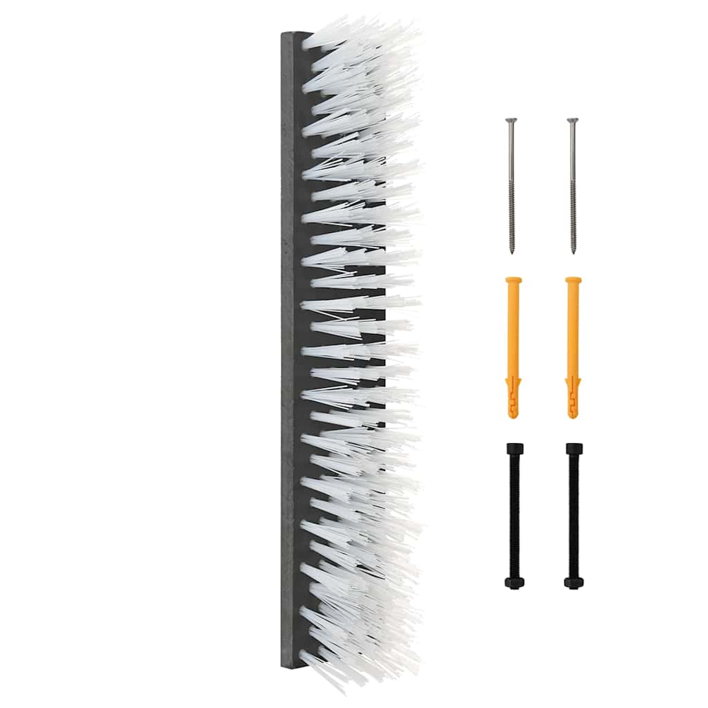 Spazzole per bestiame Vidaxl bianco e nero 50 x 10 x 6,5 cm in plastica e acciaio