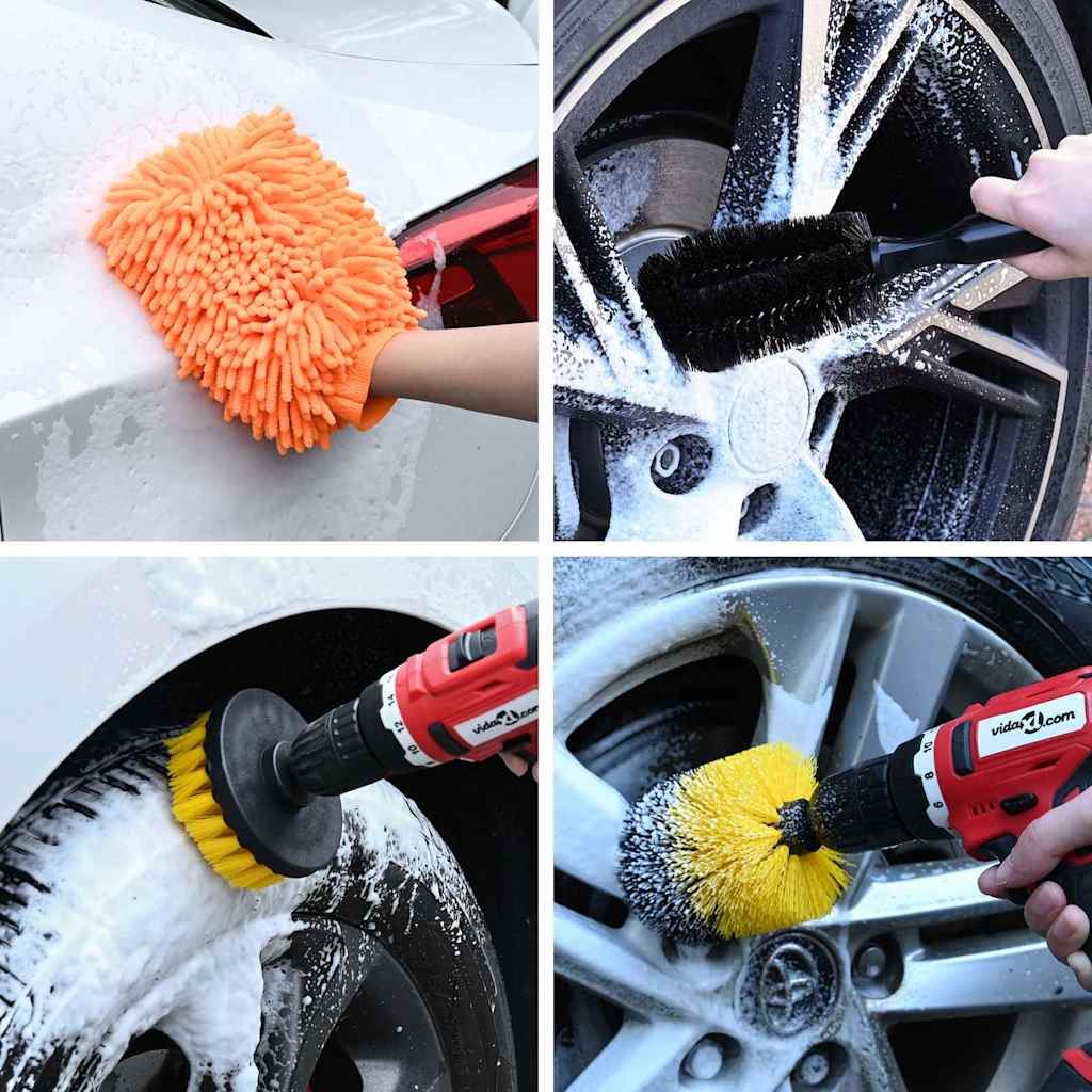 Set di spazzole per auto Vidaxxl in polyrattan multicolore