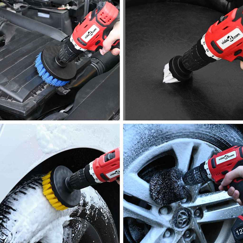 Set di spazzole per auto Vidaxxl in polyrattan multicolore