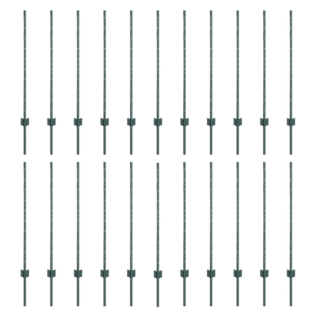 Pali per recinzione Vidaxl 22 pz verde 140 cm in acciaio