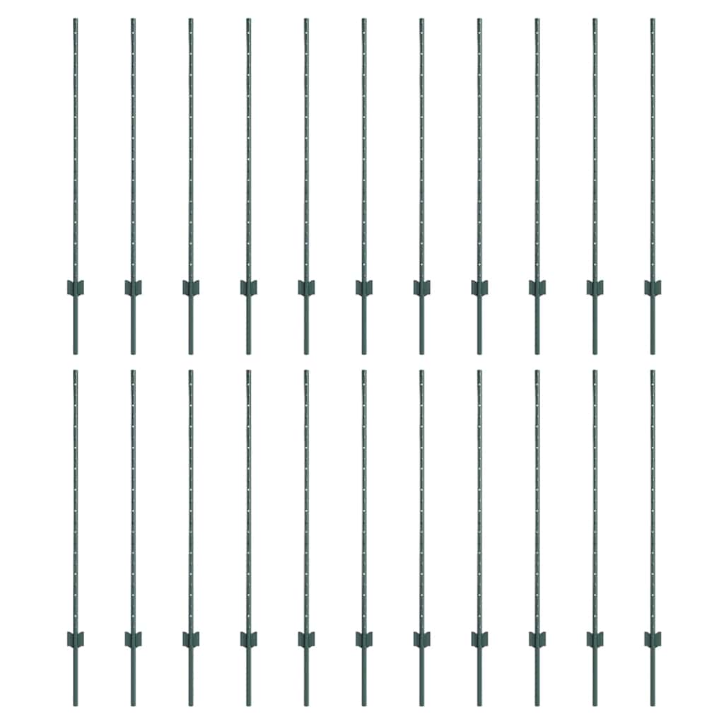 Poste para valla vidaxl 22 piezas verde 160 cm acero