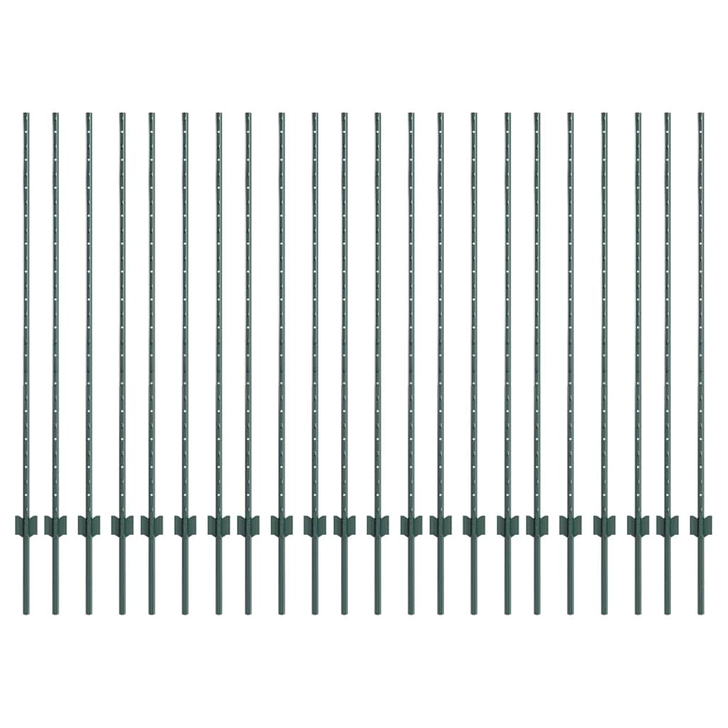 Vidaxl afrasteringspaal 22 pcs groen 180 cm staal