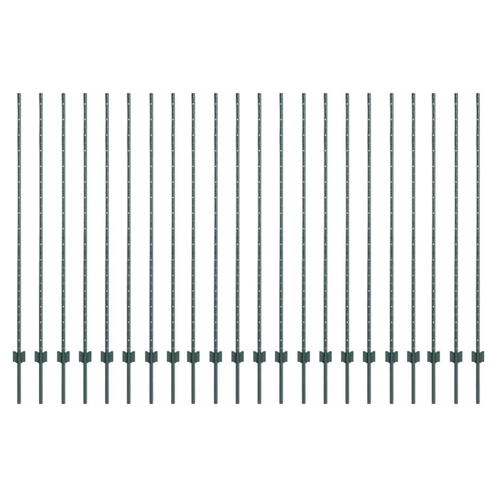 Poste para valla vidaxl 22 piezas verde 200 cm acero