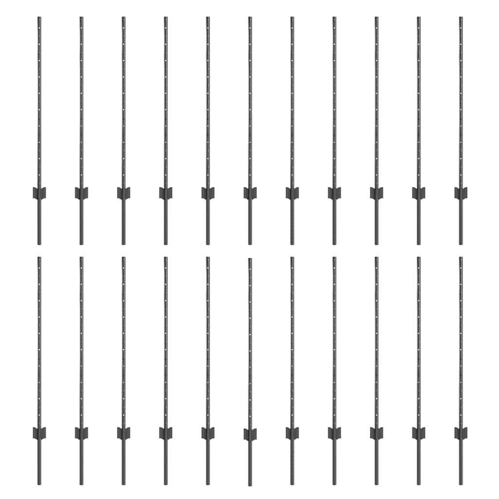 Vidaxl afrasteringspaal 22 pcs grijs 140 cm staal