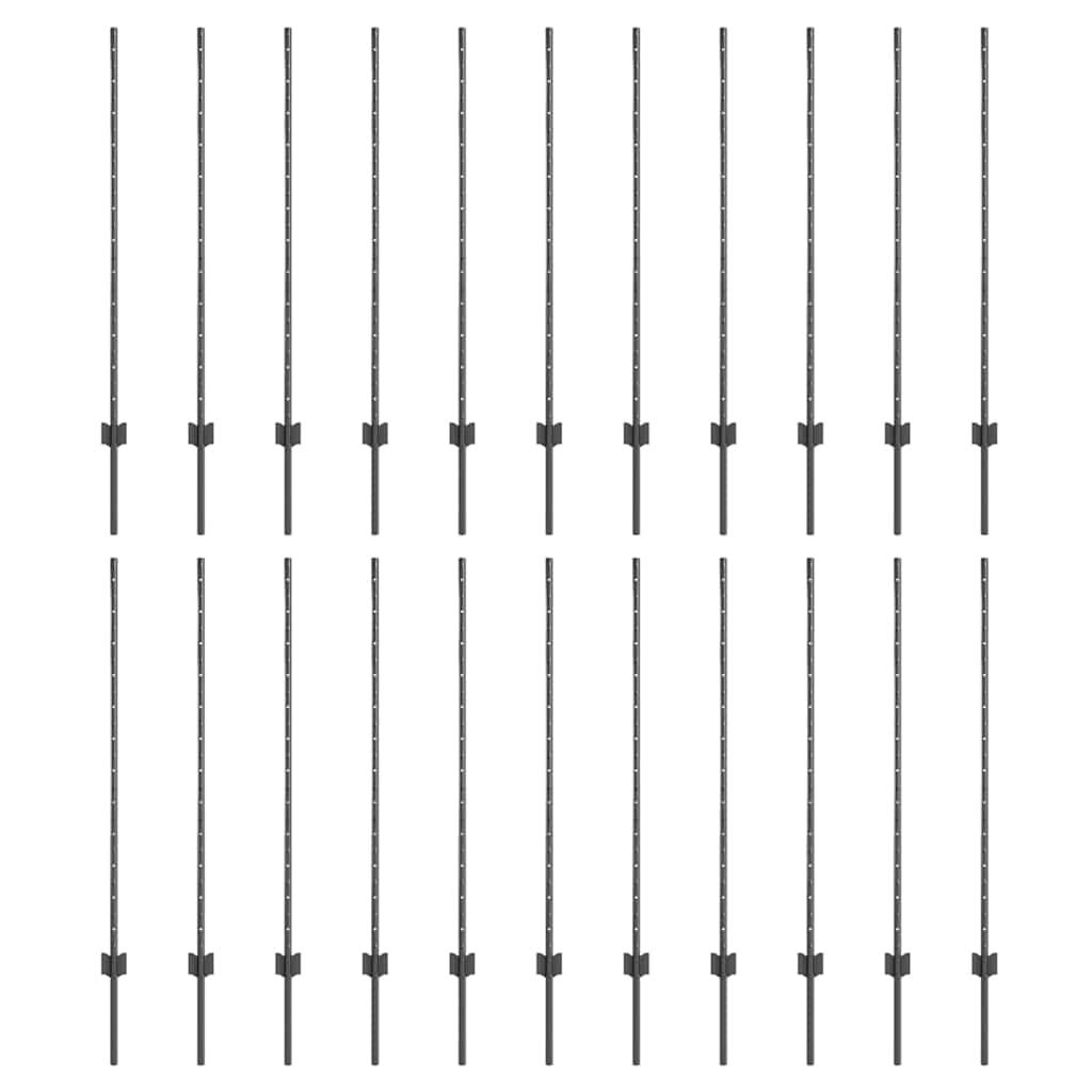 Vidaxl afrasteringspaal 22 pcs grijs 160 cm staal