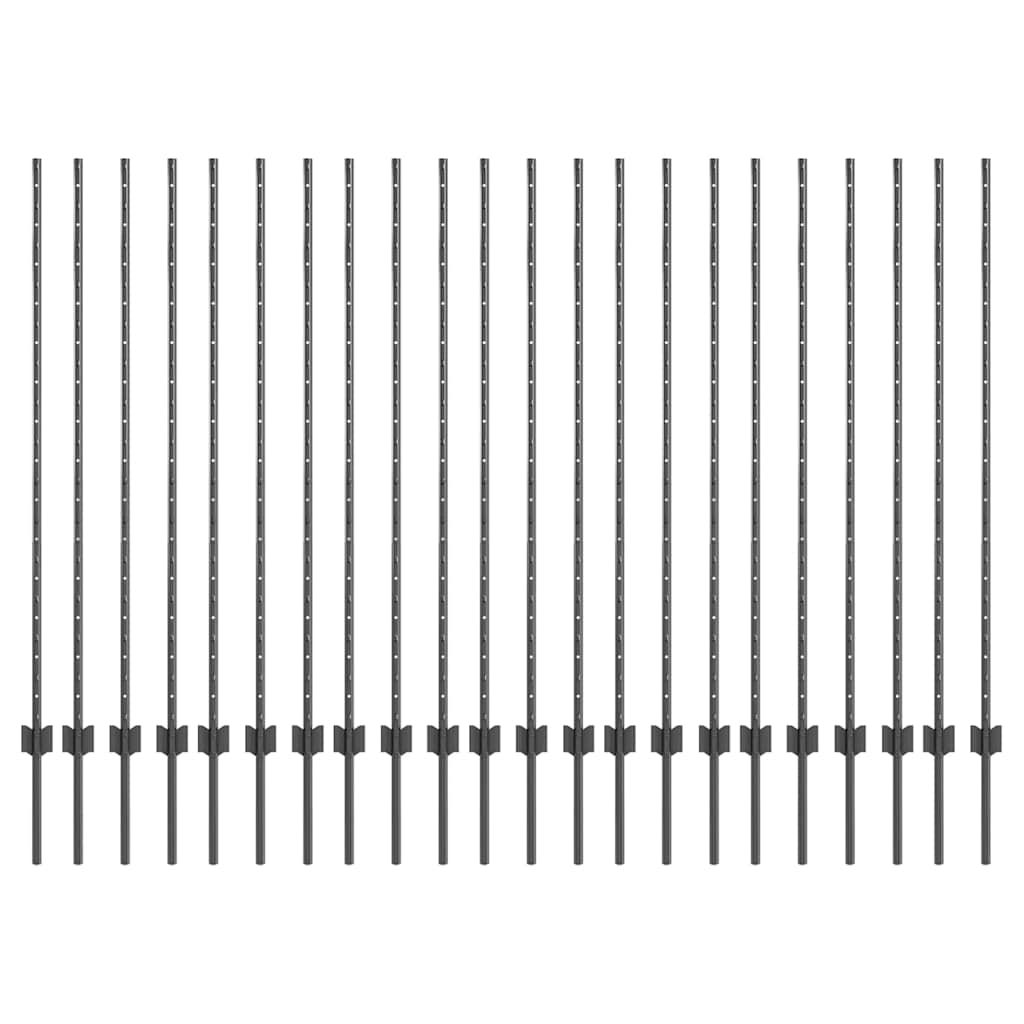 Vidaxl afrasteringspaal 22 pcs grijs 180 cm staal