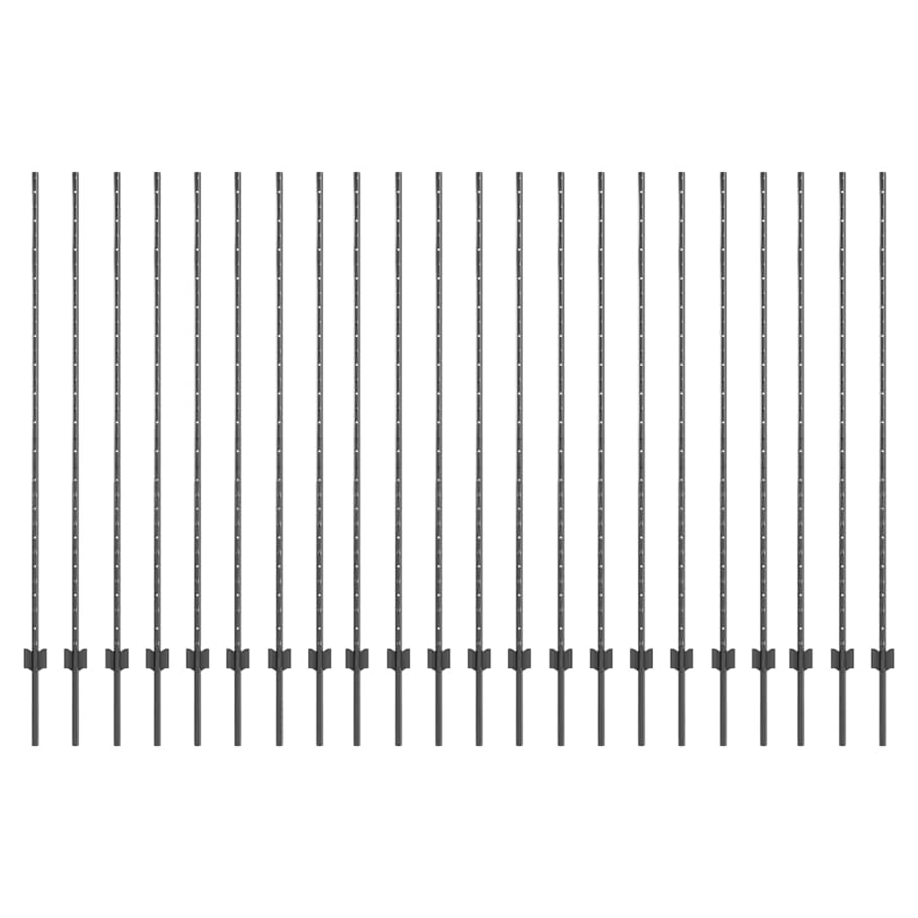 Vidaxl afrasteringspaal 22 pcs grijs 200 cm staal