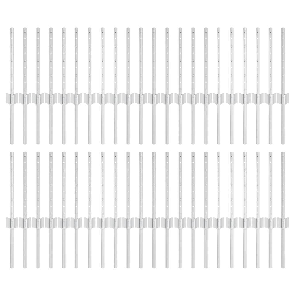 Vidaxl afrasteringspaal 44 pcs zilver 80 cm staal