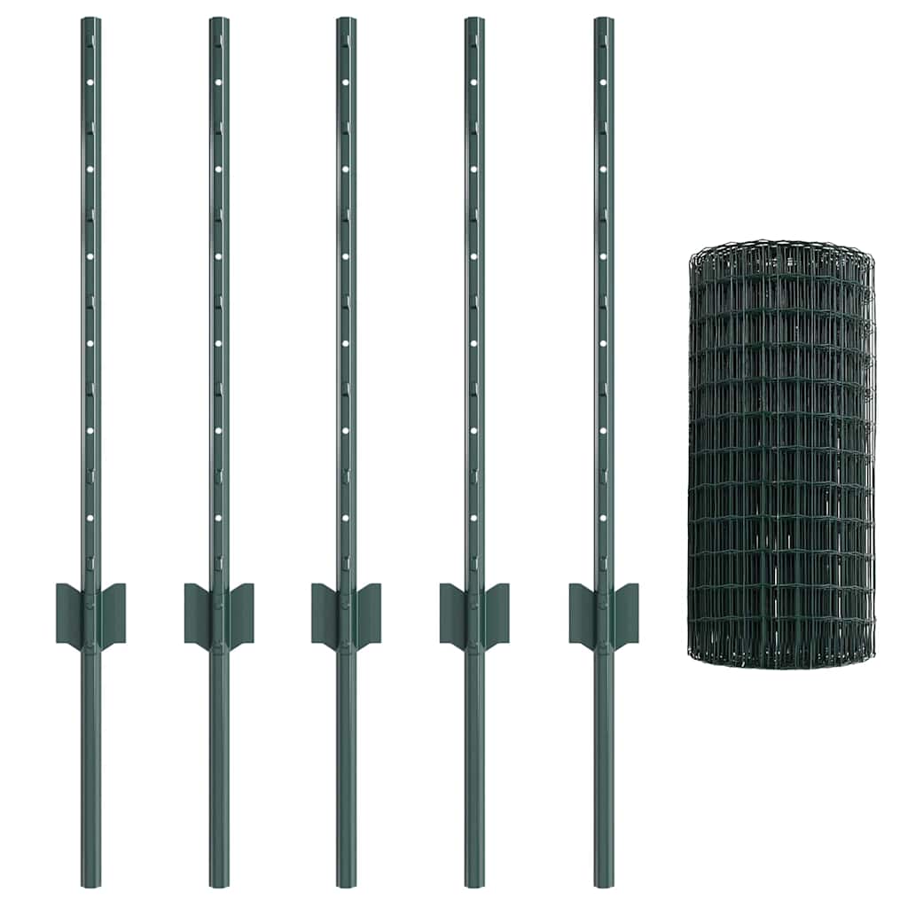 Valla vidaxxl con poste verde 0,6 x 10 m acero y PVC