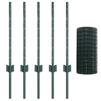 Vidaxl hek met paal groen 0,6 x 10 m staal en pvc