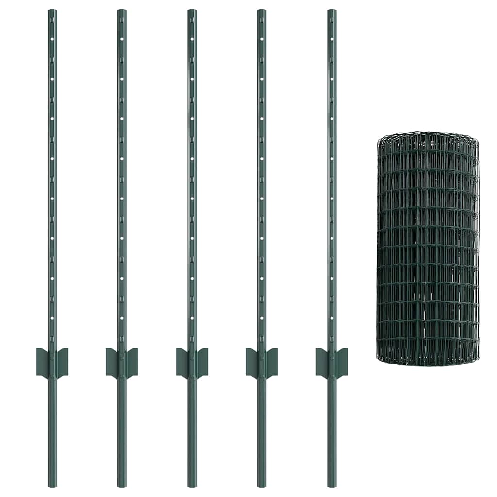 Valla vidaxl con poste verde 0,8 x 10 m acero y PVC