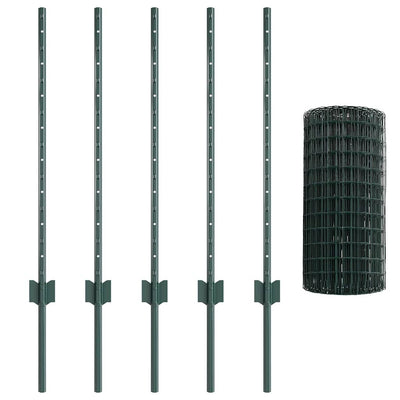 Valla vidaxl con poste verde 0,8 x 10 m acero y PVC