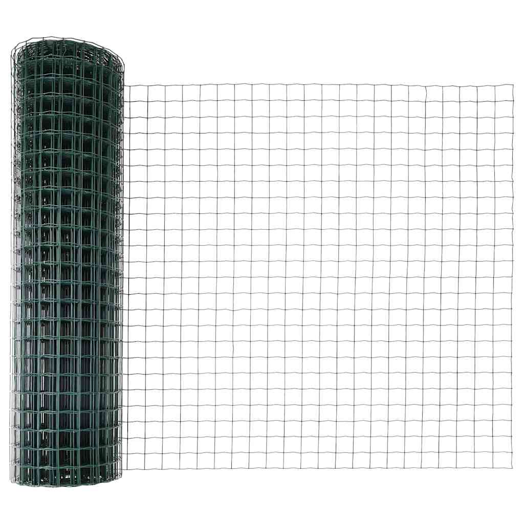 Valla vidaxxl con poste verde 1,4 x 10 m acero y PVC