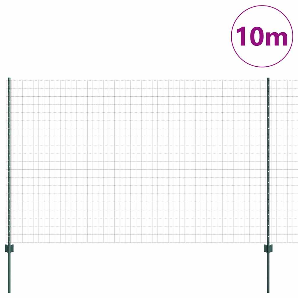 Valla vidaxl con poste verde 1,5 x 10 m acero y PVC