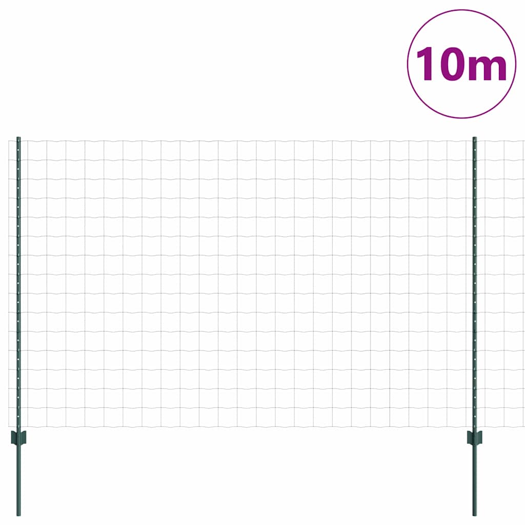 Valla vidaxxl con poste verde 1,5 x 10 m acero