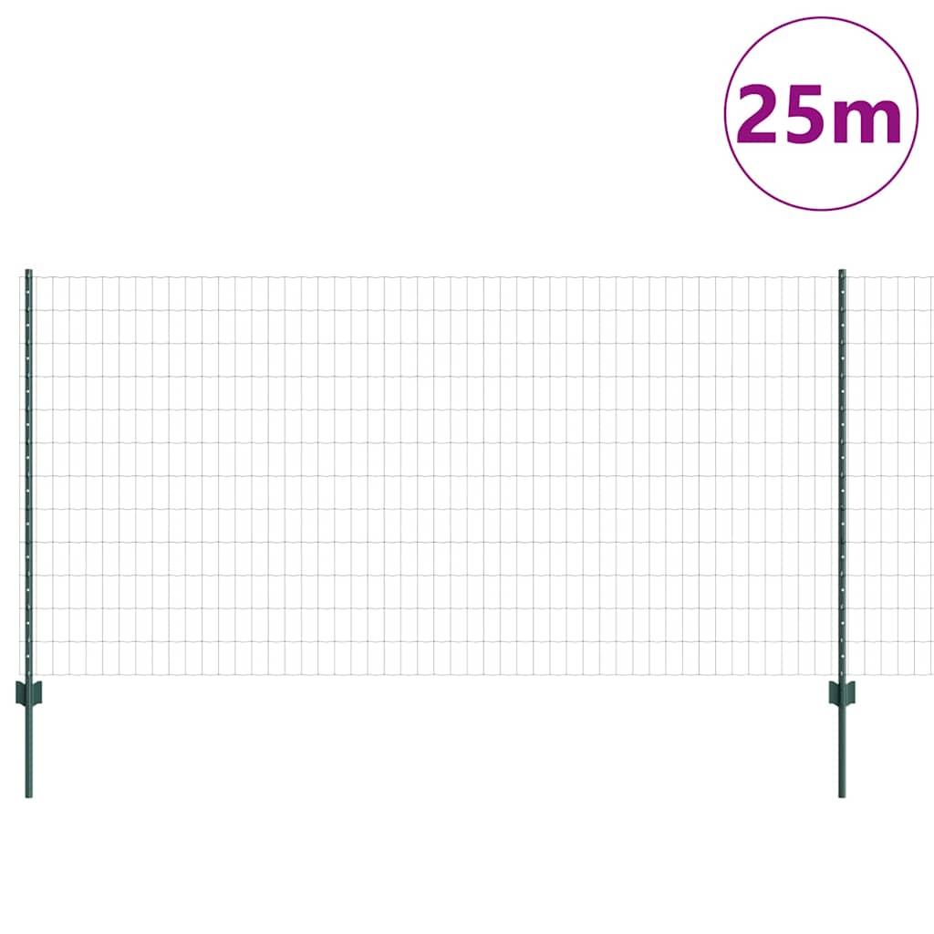 Valla vidaxl con poste verde 1,2 x 25 m acero y PVC