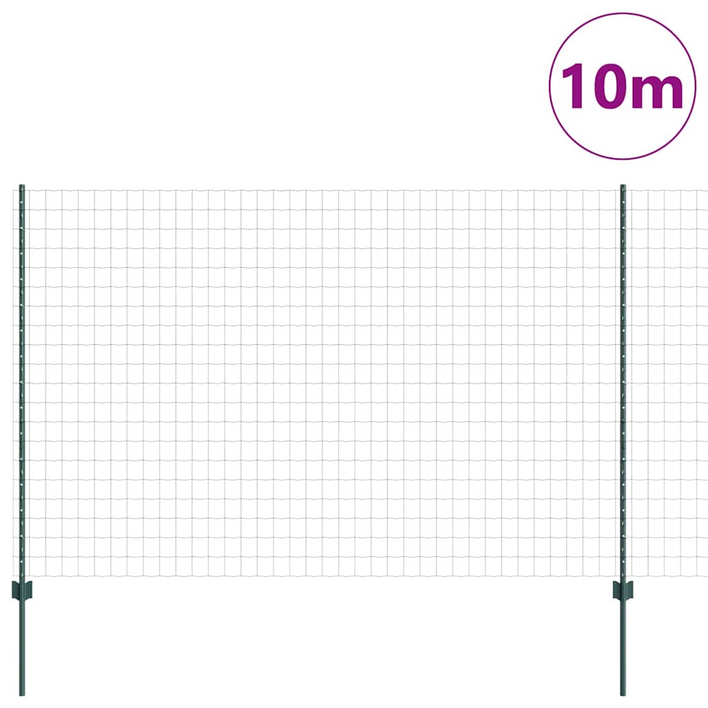 Valla vidaxxl con poste verde 1,5 x 10 m acero