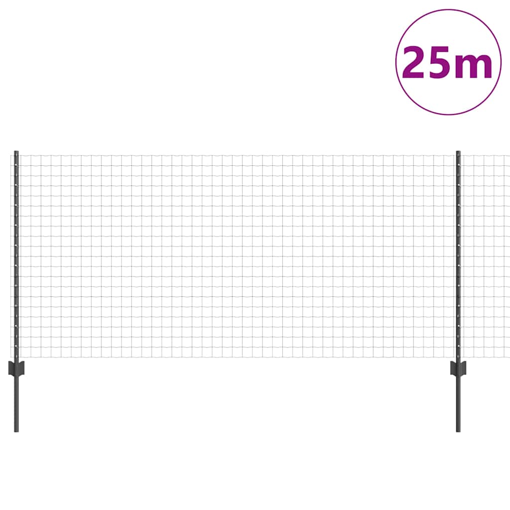 Valla vidaxl con poste gris 1 x 25 m acero y PVC