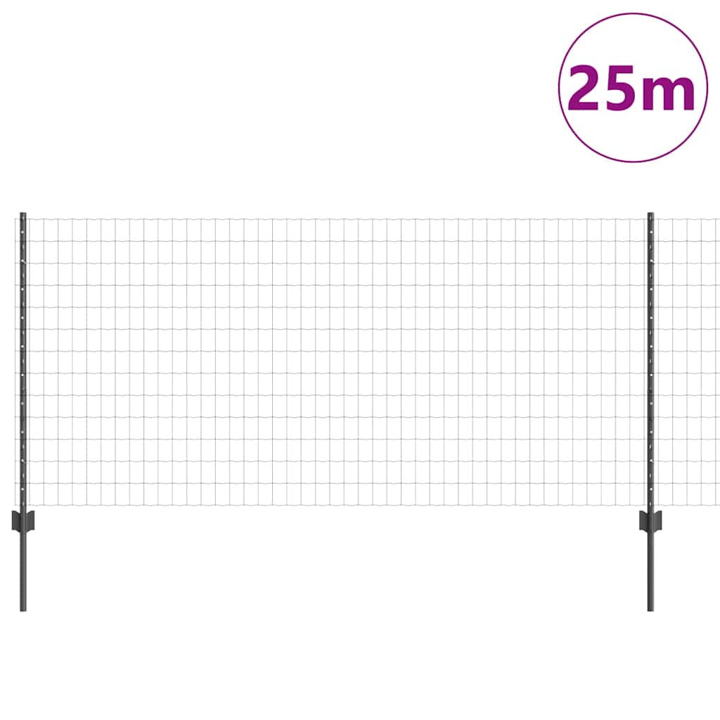 Valla vidaxl con poste gris 1 x 25 m acero y PVC
