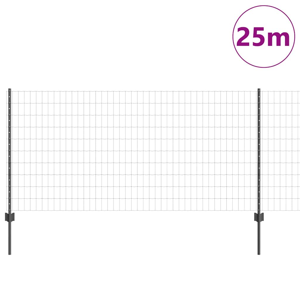 Valla vidaxl con poste gris 1 x 25 m acero y PVC