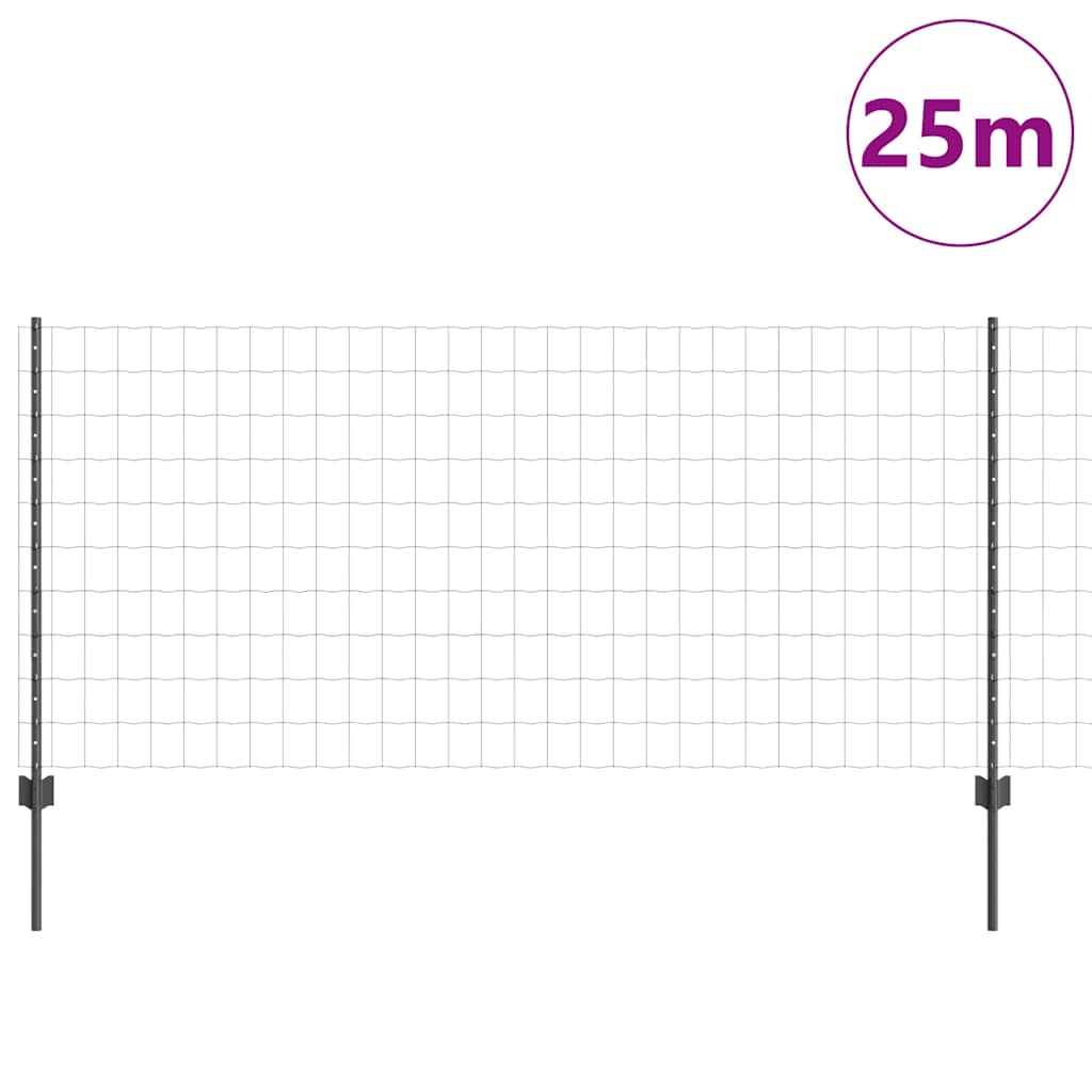 Valla vidaxl con poste gris 1 x 25 m acero y PVC
