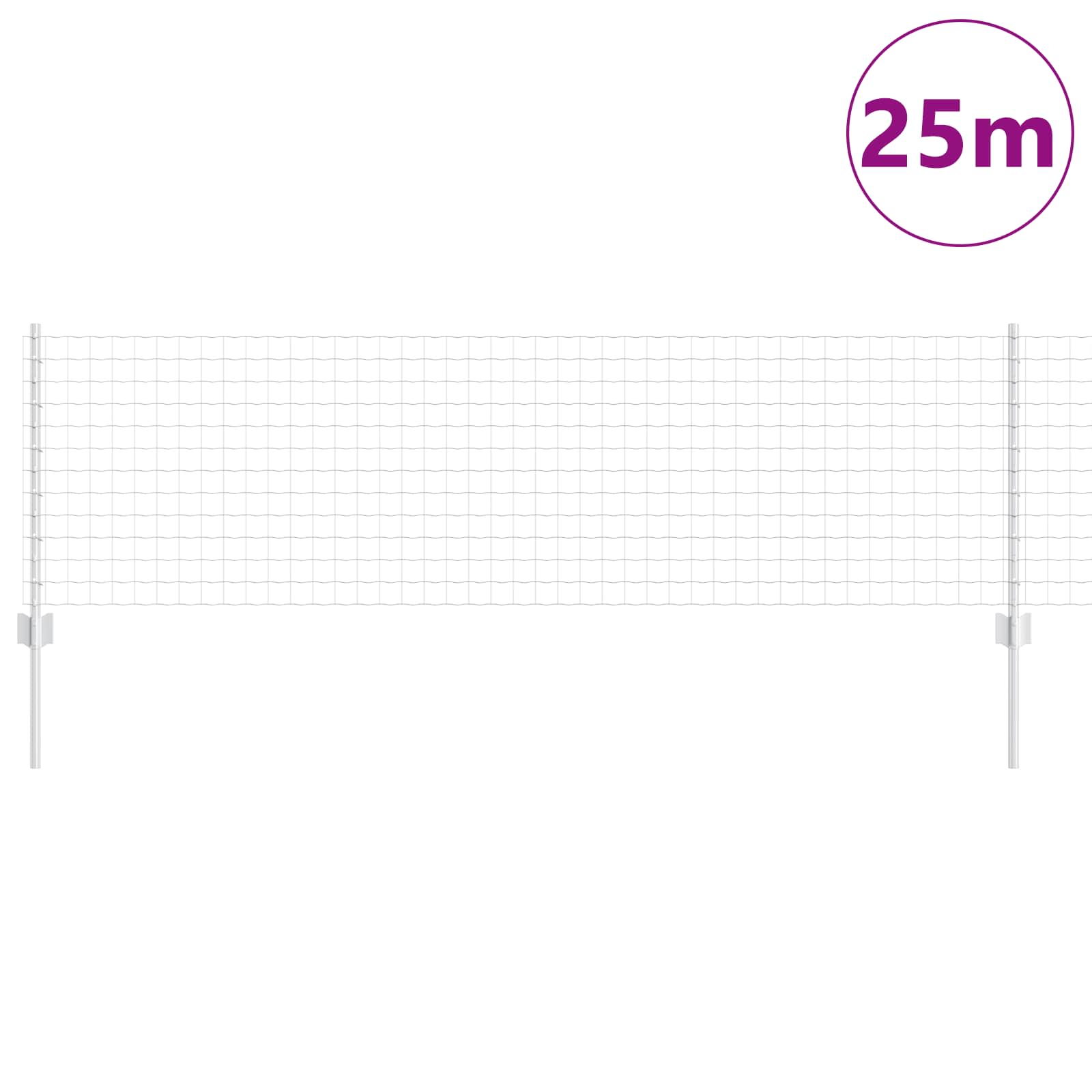 Vidaxl hek met paal zilver 0,6 x 25 m staal