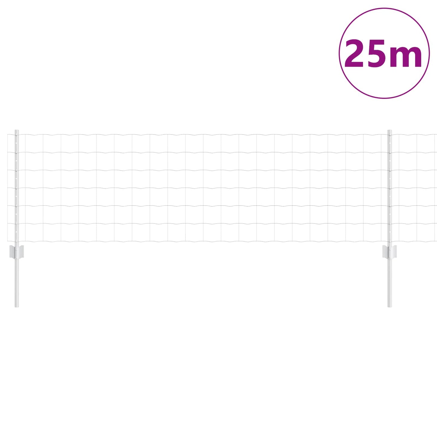 Valla vidaxxl con poste plata 0,6 x 25 m acero