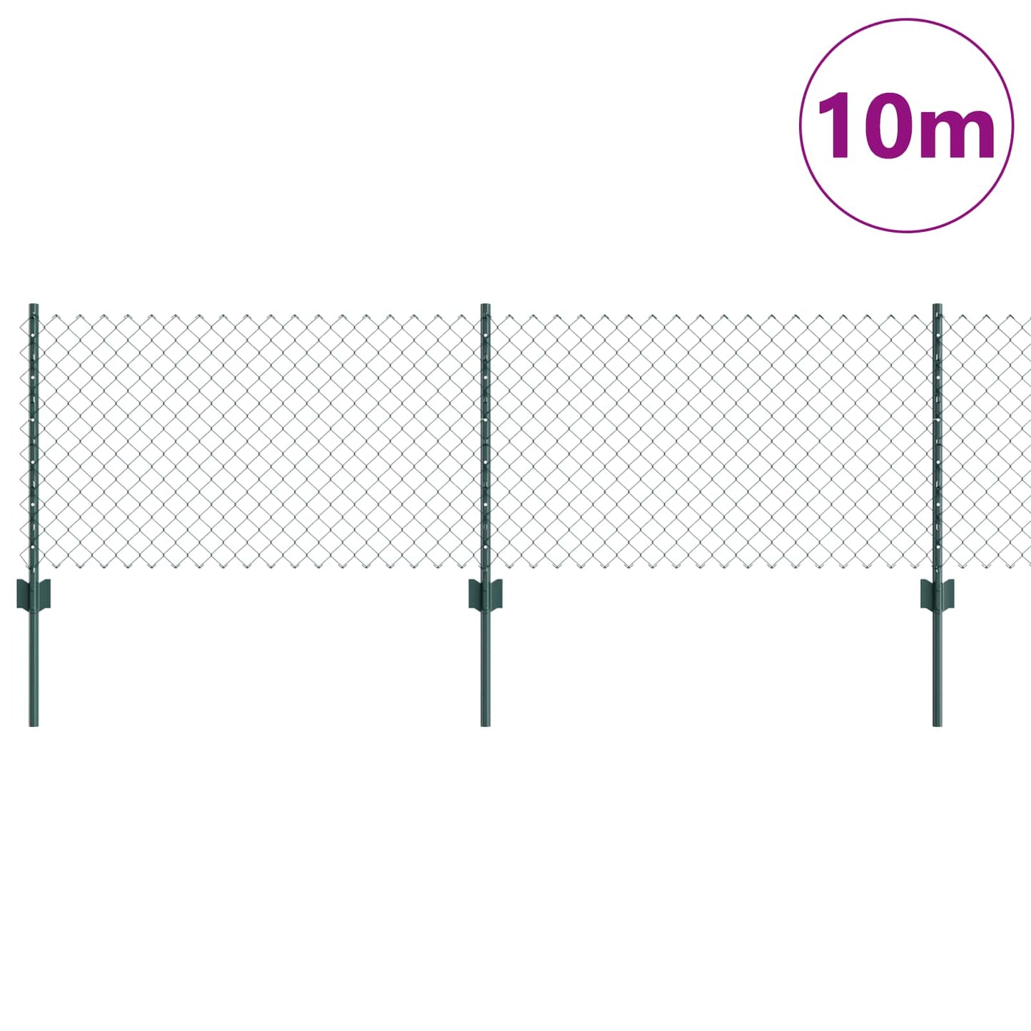 Valla vidaxxl con poste verde 0,6 x 10 m acero y PVC