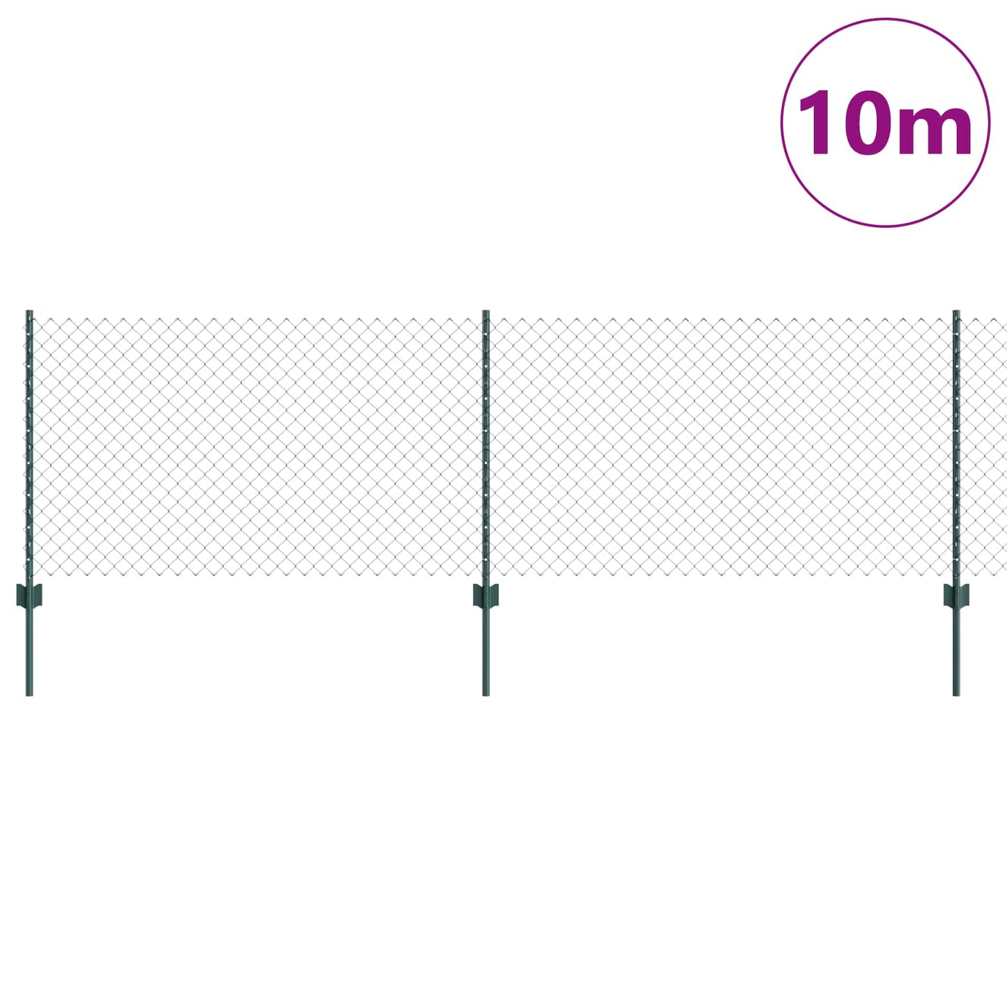 Valla vidaxl con poste verde 0,8 x 10 m acero y PVC