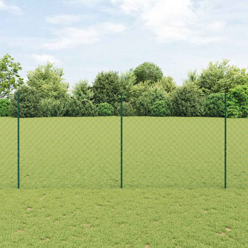 Valla vidaxxl con poste verde 1,4 x 10 m acero y PVC