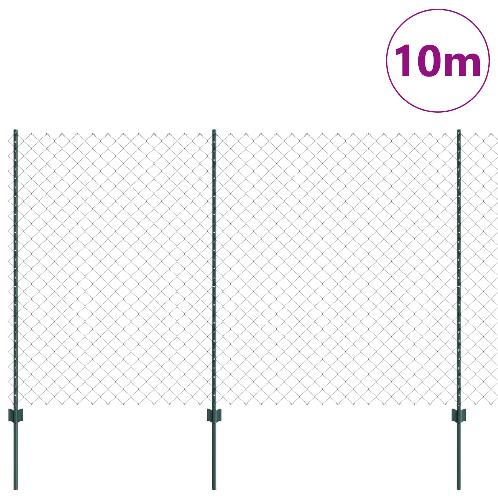 Valla vidaxl con poste verde 1,6 x 10 m acero y PVC