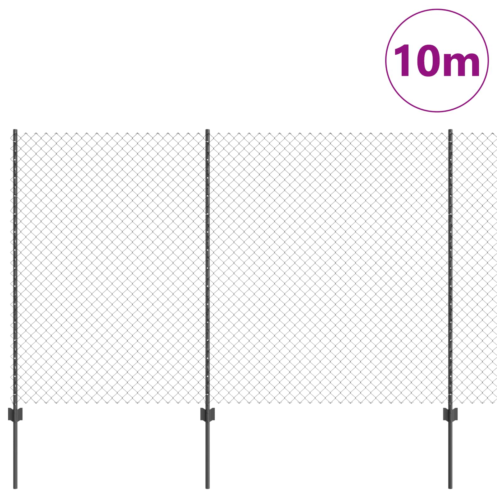 Valla vidaxl con poste gris 1,5 x 10 m acero y PVC
