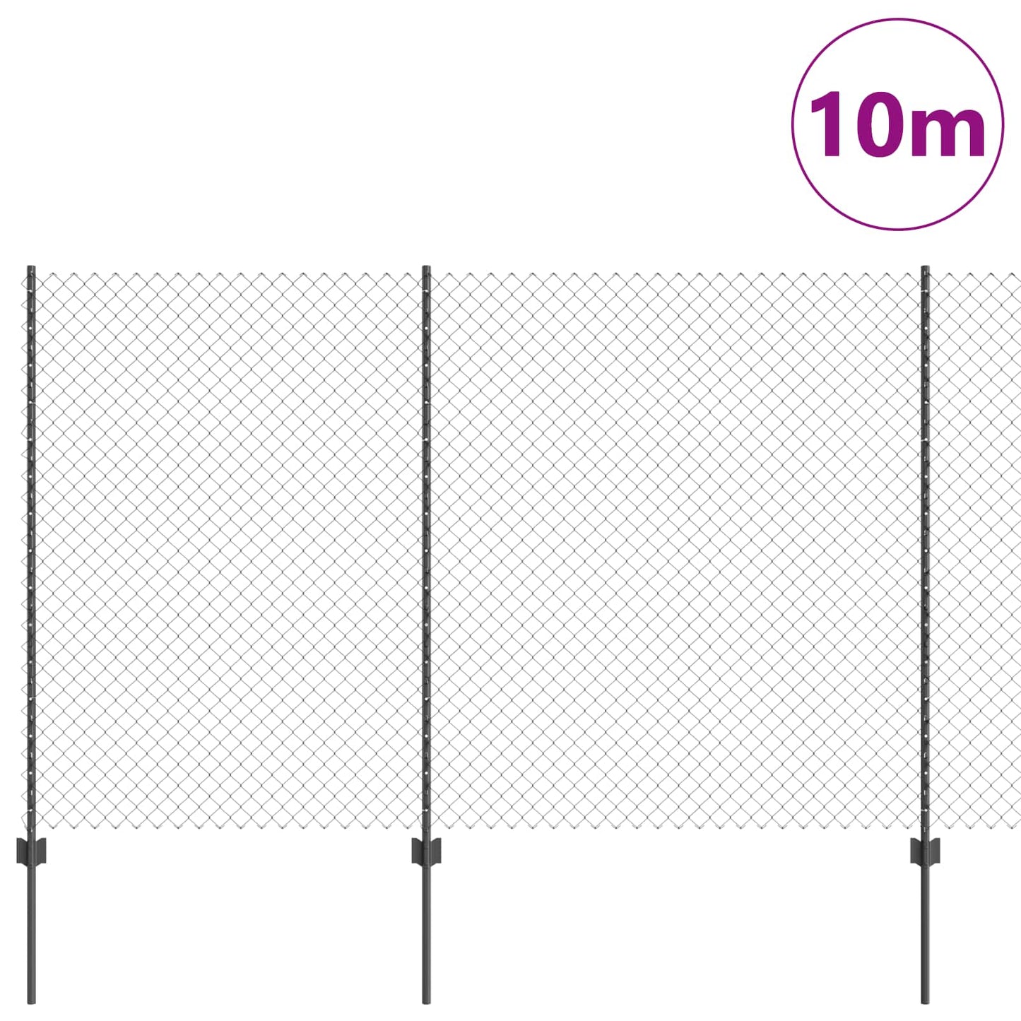 Valla vidaxl con poste gris 1,5 x 10 m acero y PVC