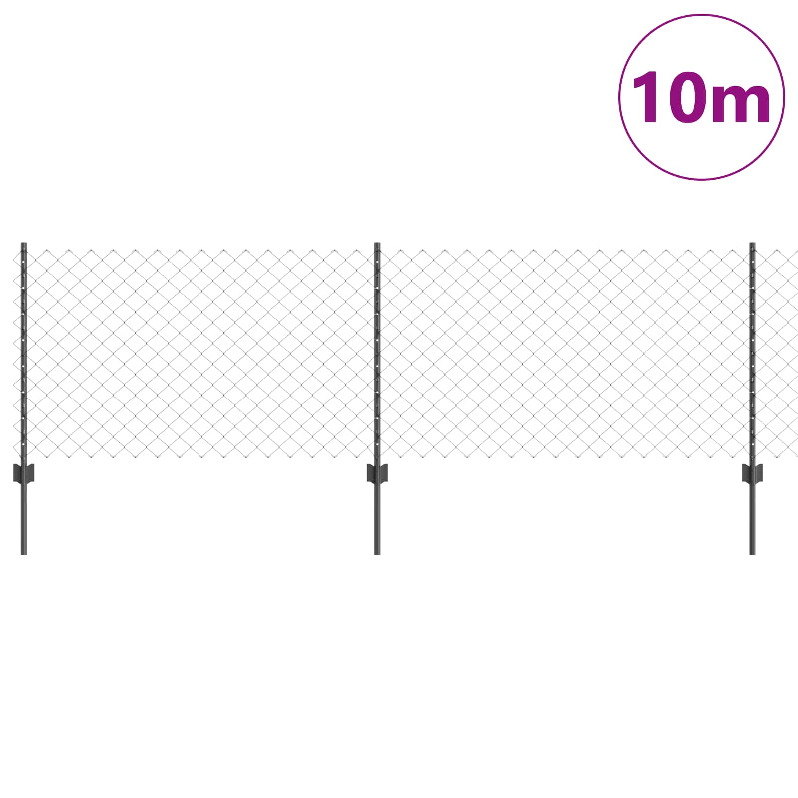 Valla vidaxl con poste gris 0,8 x 10 m acero y PVC