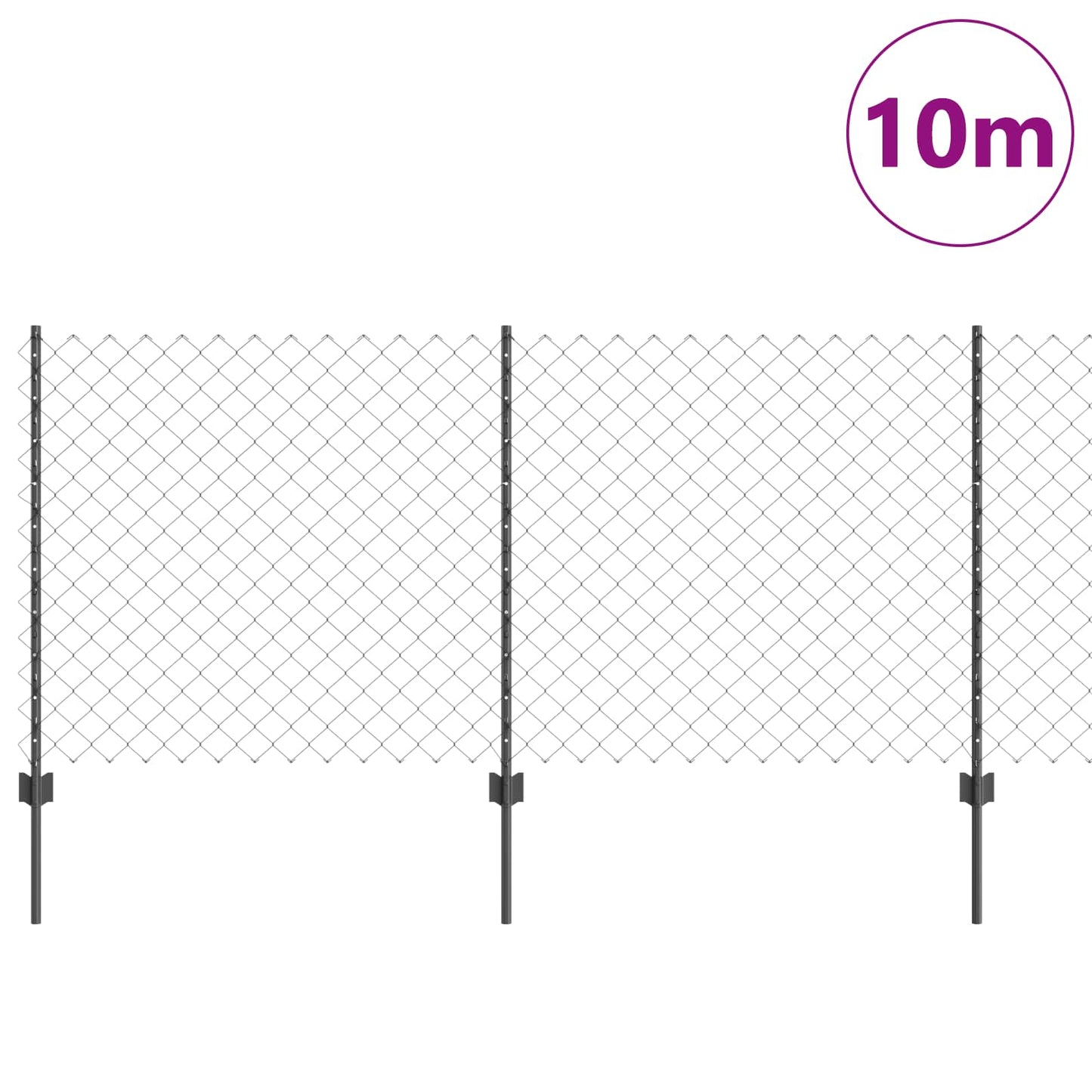 Recinzione Vidaxl con palo grigio 1 x 10 m in acciaio e PVC