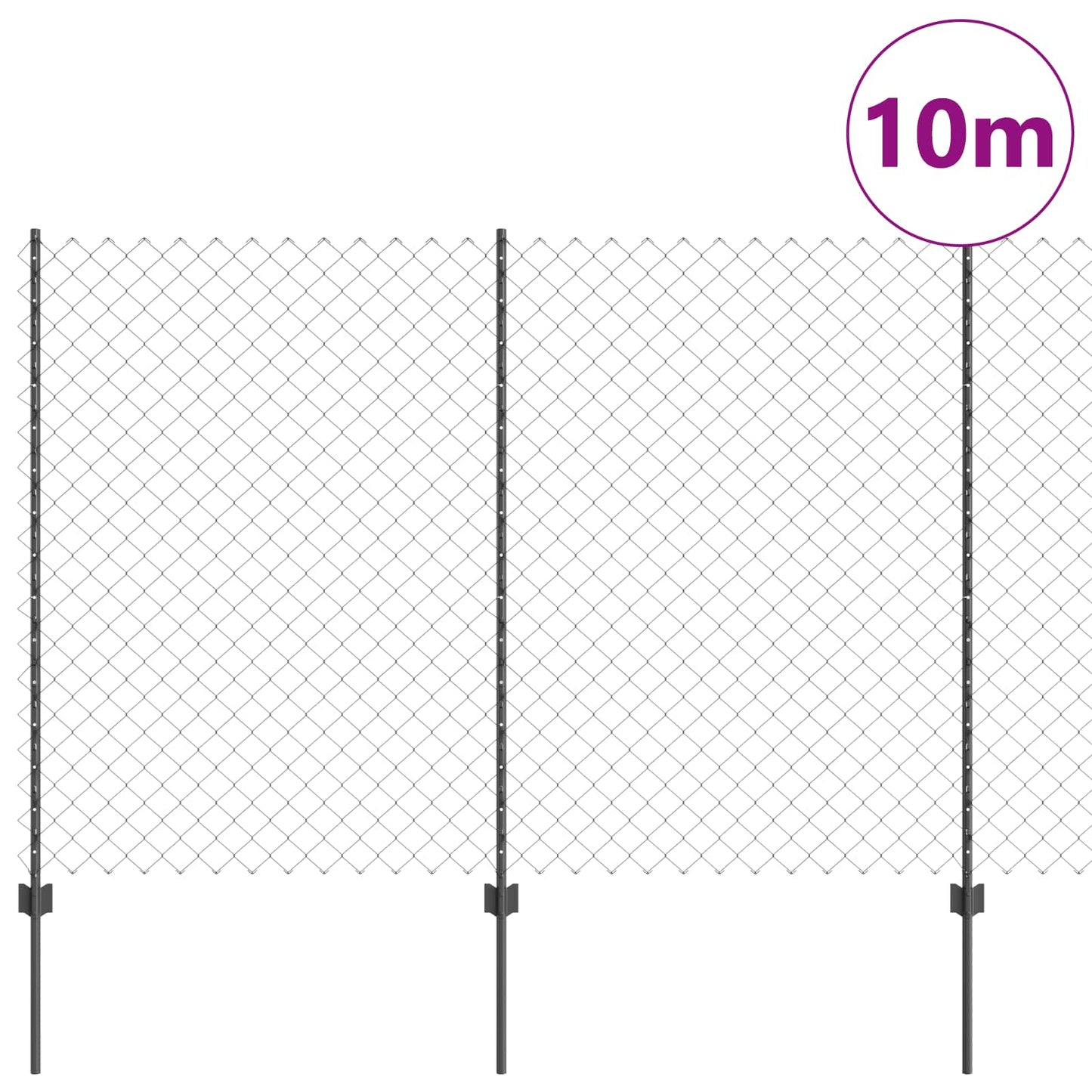 Recinzione Vidaxl con palo grigio 1,6 x 10 m in acciaio e PVC