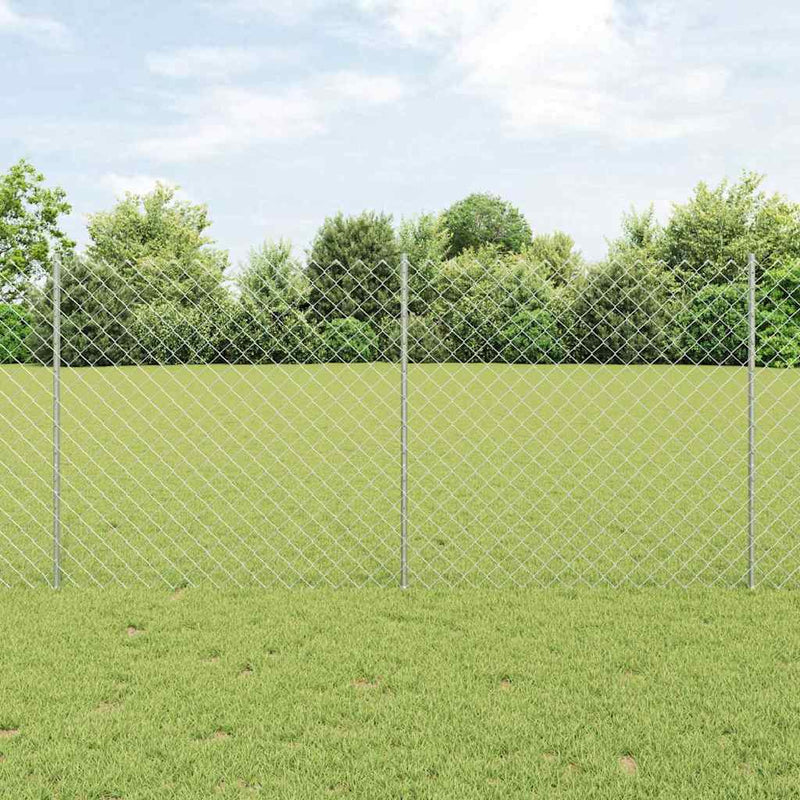 Vidaxl hek met paal zilver 1,2 x 10 m staal