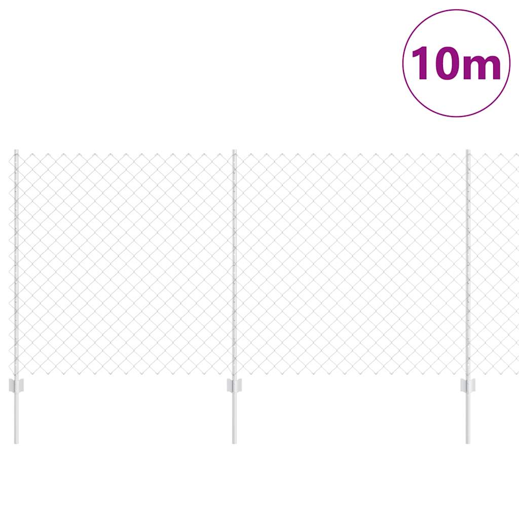 Valla vidaxxl con poste plata 1,2 x 10 m acero