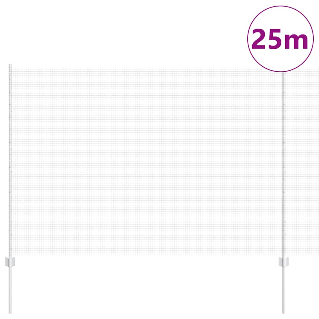 Vidaxl hek met paal zilver 1,6 x 25 m staal