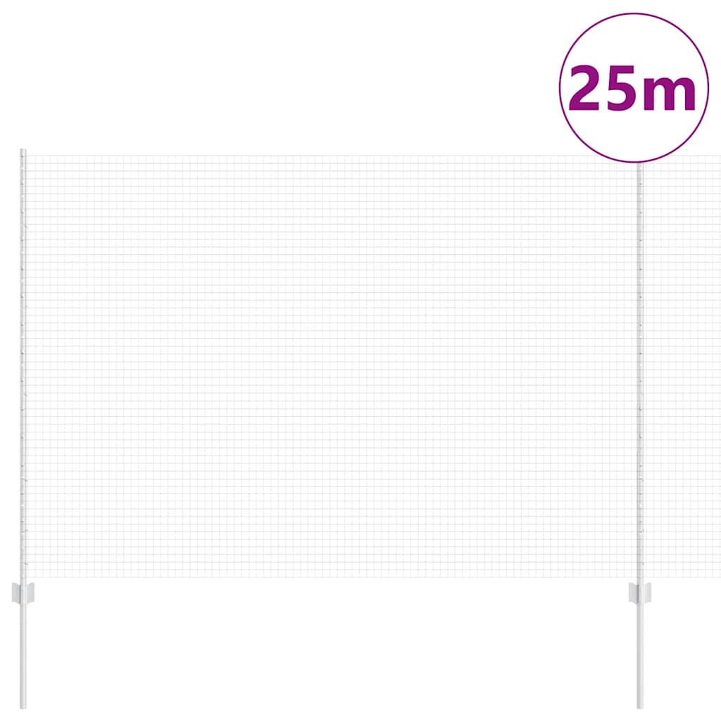 Recinzione Vidaxl con palo argento 1,6 x 25 m in acciaio