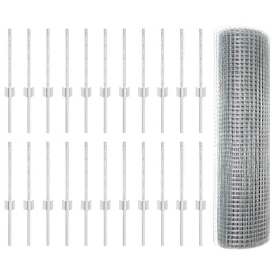 Vidaxl hek met paal zilver 0,4 x 50 m staal